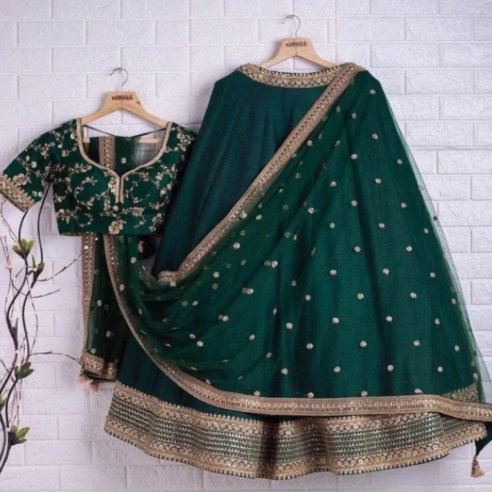 Emerald & Gold Lehenga Set
